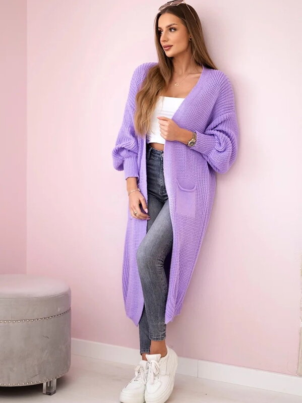 Warme Damen Strickjacke flieder IT-8 Warme Damen Strickjacke flieder IT-8