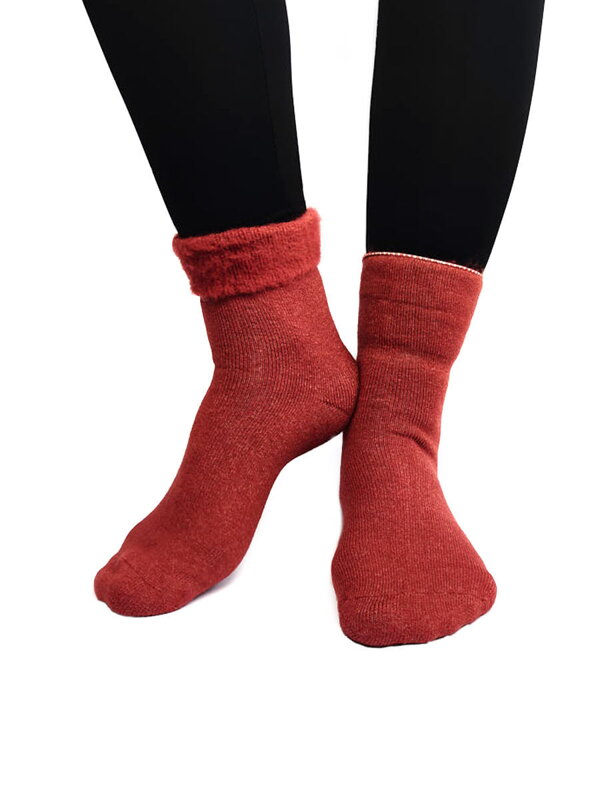 Weiche Damen Wollsocken terrakotta